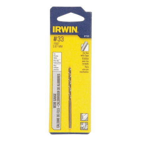 Irwin Irwin No 33 X 2-5/8 in. L High Speed Steel Jobber Length Wire Gauge Bit Straight Shank 1 pk 81133